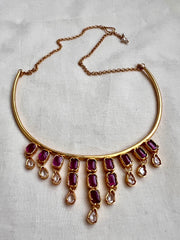 Gold polish hasli with ruby and kundan stone