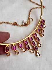 Gold polish hasli with ruby and kundan stone