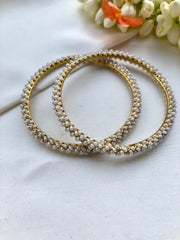 Intricate weave pearl bangles, PAIR, 2.8-Silver Bracelet-PL-House of Taamara
