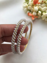 Intricate weave pearl bangles, PAIR, 2.8-Silver Bracelet-PL-House of Taamara