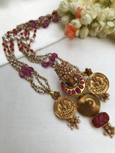 Kasu pendant with pearls, coral and ruby beads-Silver Neckpiece-pl-House of Taamara