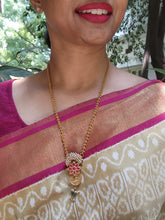 Kasu ruby kundan with antique style pendant & Tussi chain-Silver Neckpiece-pl-House of Taamara
