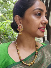 Kundan beads with antique pieces and pearls mala-Silver Neckpiece-PL-House of Taamara