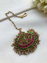 Kundan big chand maang tikka-Silver Neckpiece-PL-House of Taamara