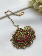 Kundan big chand maang tikka-Silver Neckpiece-PL-House of Taamara