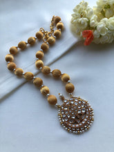 Kundan chaand necklace with antique beads necklace-Silver Neckpiece-PL-House of Taamara