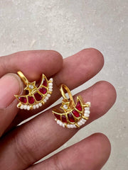 Kundan chaand ruby bugadi-Earrings-PL-House of Taamara