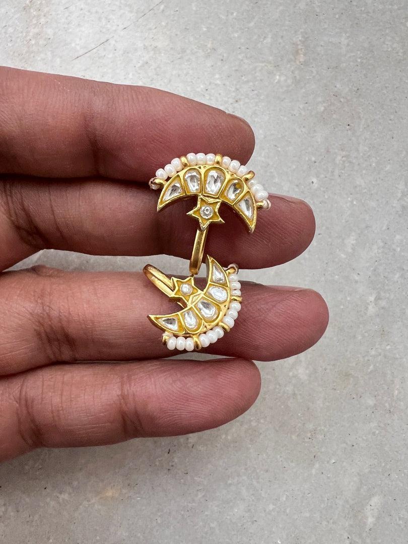 Kundan chaand white bugadi-Earrings-PL-House of Taamara
