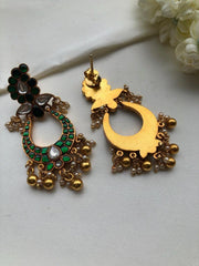 Kundan green earrings-Earrings-PL-House of Taamara