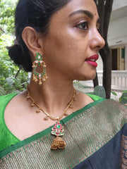 Kundan green earrings-Earrings-PL-House of Taamara