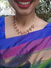 Kundan lotus and antique style beads necklace-Silver Neckpiece-PL-House of Taamara