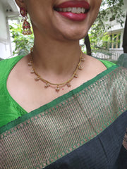 Kundan pendant with bunch pearls chain-Silver Neckpiece-PL-House of Taamara