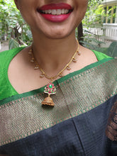 Kundan pendant with jhumka and bunch pearls chain-Silver Neckpiece-PL-House of Taamara