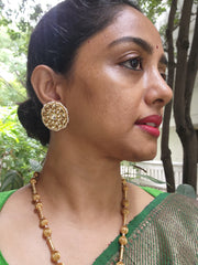Kundan round earrings-Earrings-PL-House of Taamara