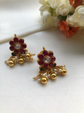 Kundan ruby and green earrings-Earrings-PL-House of Taamara