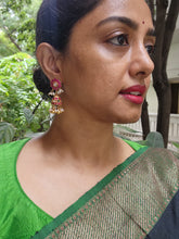 Kundan ruby and green jhumkas-Earrings-PL-House of Taamara