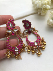 Kundan ruby earrings-Earrings-PL-House of Taamara