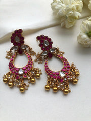 Kundan ruby earrings-Earrings-PL-House of Taamara