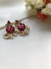 Kundan ruby earrings-Earrings-PL-House of Taamara