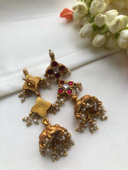 Kundan ruby earrings with jhumkas-Earrings-PL-House of Taamara