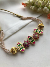 Kundan & ruby flower with pearls necklace-Silver Neckpiece-PL-House of Taamara