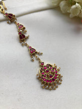 Kundan ruby maang tikka-Silver Neckpiece-PL-House of Taamara