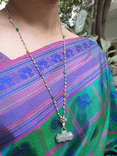 Kundan & ruby pendant with inlay work on natural jade stone with pearls chain-Silver Neckpiece-CI-House of Taamara