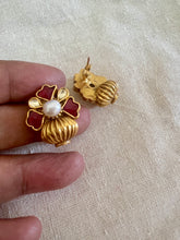 Kundan ruby studs with antique style beads-Earrings-PL-House of Taamara