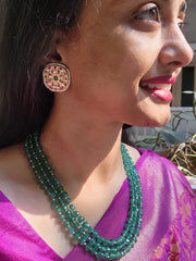 Kundan square earrings with pearls around-Earrings-PL-House of Taamara