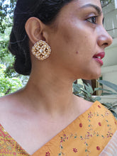 Kundan square earrings with pearls around-Earrings-PL-House of Taamara
