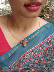 Kundan vintage style pendant with hasli-Silver Neckpiece-PL-House of Taamara