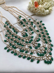 Layered Moissanite necklace satlada style (5 layers)-Silver Neckpiece-PL-House of Taamara