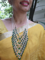 Layered Moissanite necklace satlada style (5 layers)-Silver Neckpiece-PL-House of Taamara