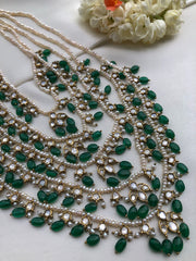 Layered Moissanite necklace satlada style (5 layers)-Silver Neckpiece-PL-House of Taamara