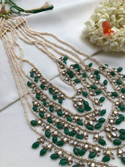 Layered Moissanite necklace satlada style (5 layers)-Silver Neckpiece-PL-House of Taamara