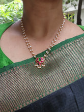 Lotus and rice pearls mala-Silver Neckpiece-PL-House of Taamara
