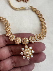 (Made To Order) Gold polish zircon necklace with earrings, SET-Silver Neckpiece-CI-House of Taamara