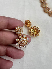 (Made To Order) Gold polish zircon necklace with earrings, SET-Silver Neckpiece-CI-House of Taamara