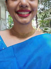 Mesh necklace with detachable kundan, ruby, emerald with pearls & jade beads pendant-Silver Neckpiece-CI-House of Taamara