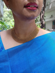 Mesh necklace with detachable kundan, ruby, emerald with pearls & jade beads pendant-Silver Neckpiece-CI-House of Taamara