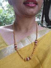 Mohan mala with kundan ruby beads & gold beads-Silver Neckpiece-PL-House of Taamara