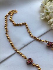 Mohan mala with kundan ruby beads necklace-Silver Neckpiece-PL-House of Taamara