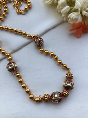Mohan mala with kundan & ruby beads with astapatti beads-Silver Neckpiece-PL-House of Taamara