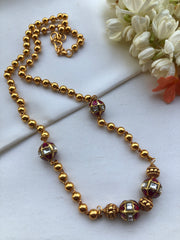 Mohan mala with kundan & ruby beads with astapatti beads-Silver Neckpiece-PL-House of Taamara
