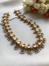 Moissanite kundan necklace with pearls bunch-Silver Neckpiece-PL-House of Taamara