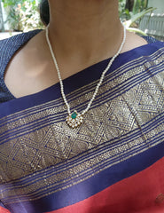 Moissanite pendant with pearls mala-Silver Neckpiece-PL-House of Taamara