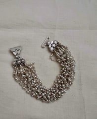 Multi layer Pearl clasp bracelet-Silver Bracelet-CI-House of Taamara