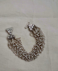 Multi layer Pearl clasp bracelet-Silver Bracelet-CI-House of Taamara