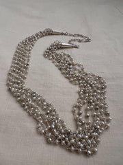 Multi layer pearls bunch chain-Silver Neckpiece-CI-House of Taamara