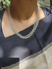 Multi layer pearls bunch chain-Silver Neckpiece-CI-House of Taamara